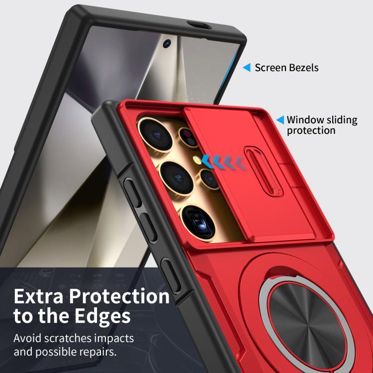 For Samsung Galaxy S24 Ultra 5G Camshield Rotation Holder MagSafe Phone Case