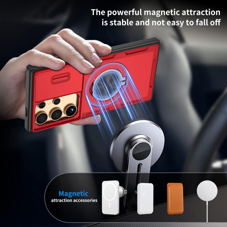 For Samsung Galaxy S24 Ultra 5G Camshield Rotation Holder MagSafe Phone Case
