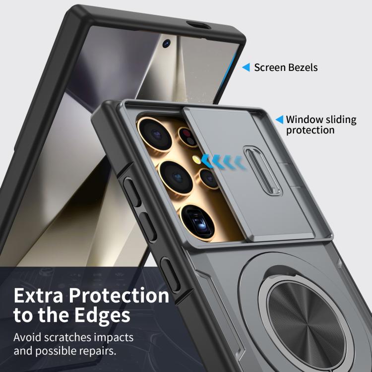 For Samsung Galaxy S24 Ultra 5G Camshield Rotation Holder MagSafe Phone Case