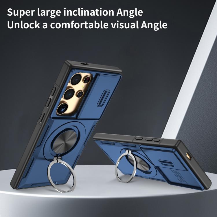 For Samsung Galaxy S24 Ultra 5G Camshield Rotation Holder MagSafe Phone Case