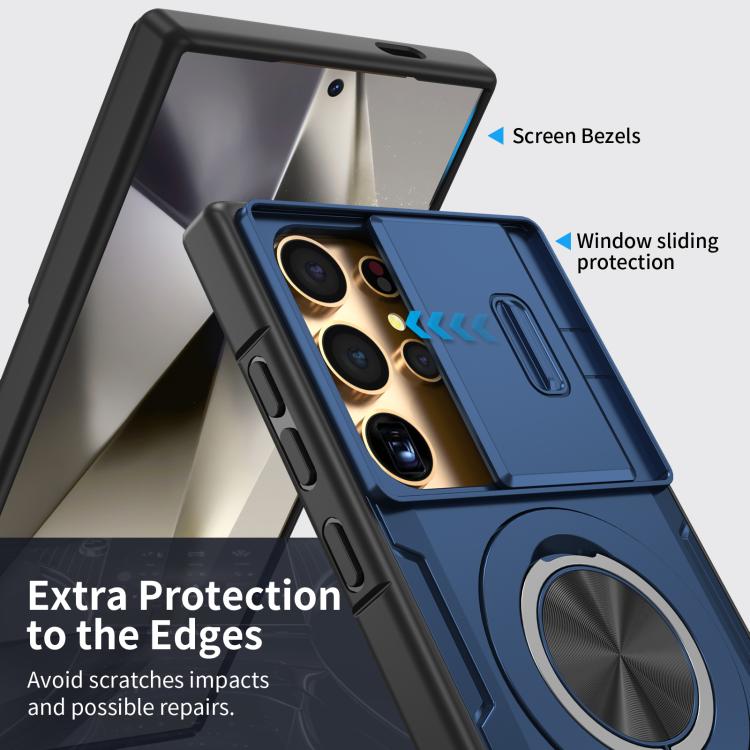 For Samsung Galaxy S24 Ultra 5G Camshield Rotation Holder MagSafe Phone Case