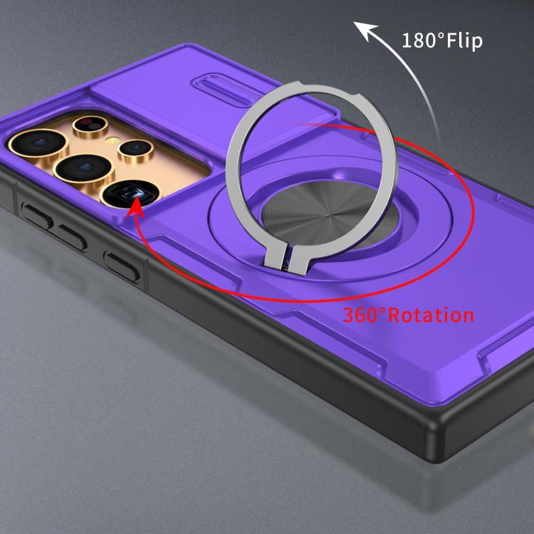 For Samsung Galaxy S24 Ultra 5G Camshield Rotation Holder MagSafe Phone Case