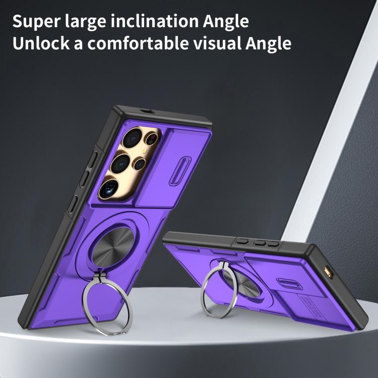For Samsung Galaxy S24 Ultra 5G Camshield Rotation Holder MagSafe Phone Case