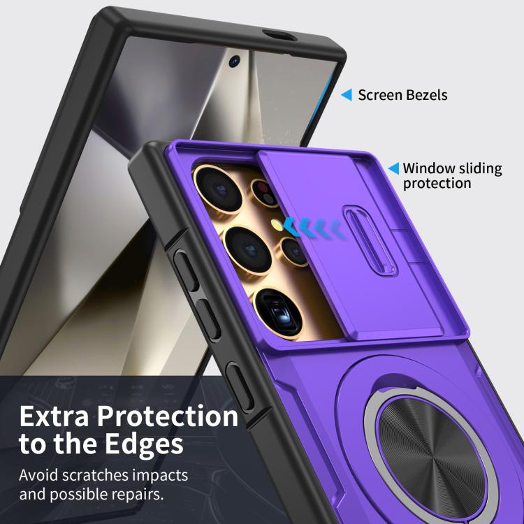 For Samsung Galaxy S24 Ultra 5G Camshield Rotation Holder MagSafe Phone Case