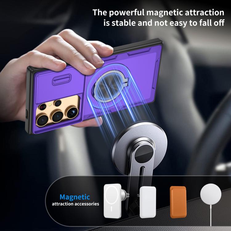 For Samsung Galaxy S24 Ultra 5G Camshield Rotation Holder MagSafe Phone Case