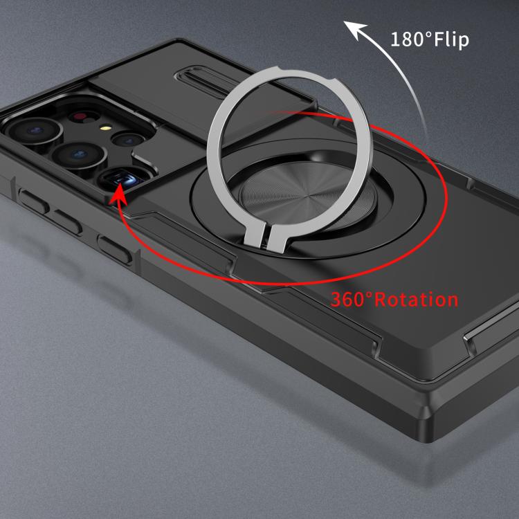 For Samsung Galaxy S23 Ultra 5G Camshield Rotation Holder MagSafe Phone Case