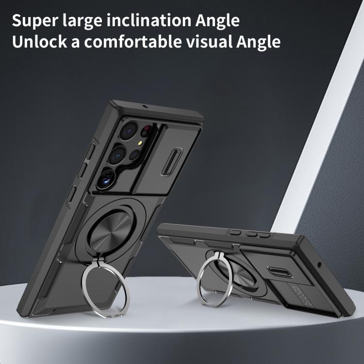 For Samsung Galaxy S23 Ultra 5G Camshield Rotation Holder MagSafe Phone Case