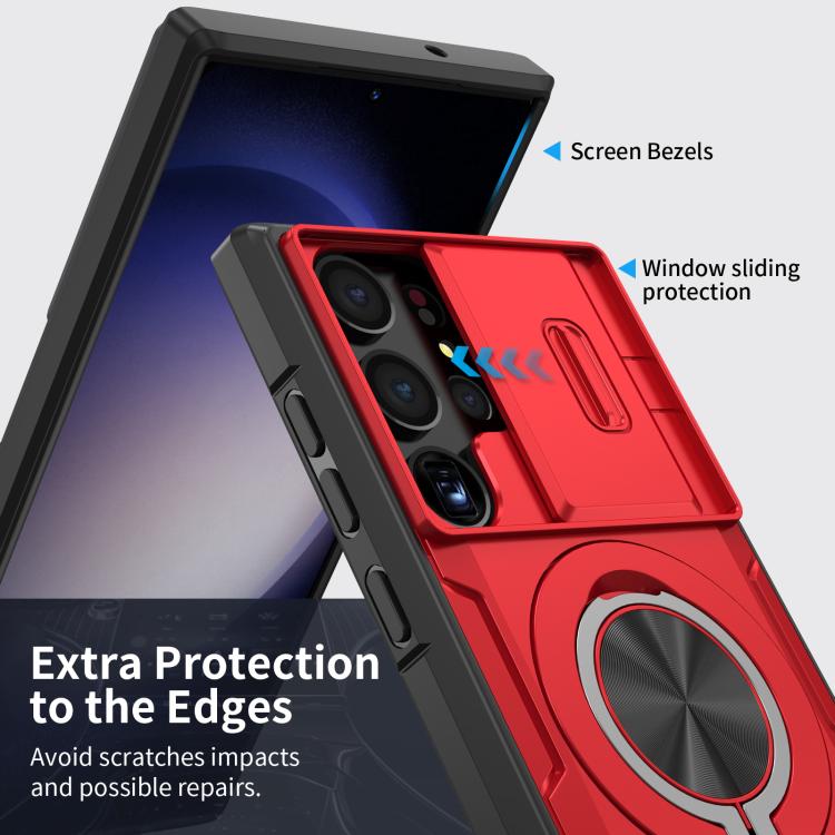 For Samsung Galaxy S23 Ultra 5G Camshield Rotation Holder MagSafe Phone Case