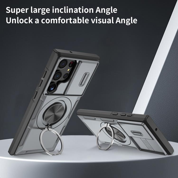 For Samsung Galaxy S23 Ultra 5G Camshield Rotation Holder MagSafe Phone Case