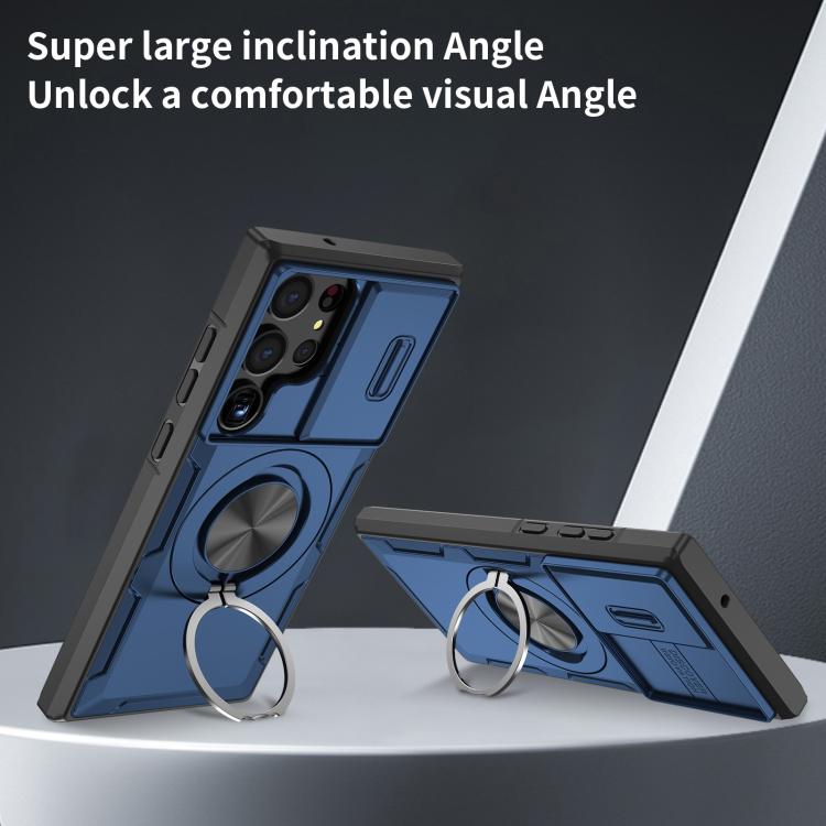 For Samsung Galaxy S23 Ultra 5G Camshield Rotation Holder MagSafe Phone Case