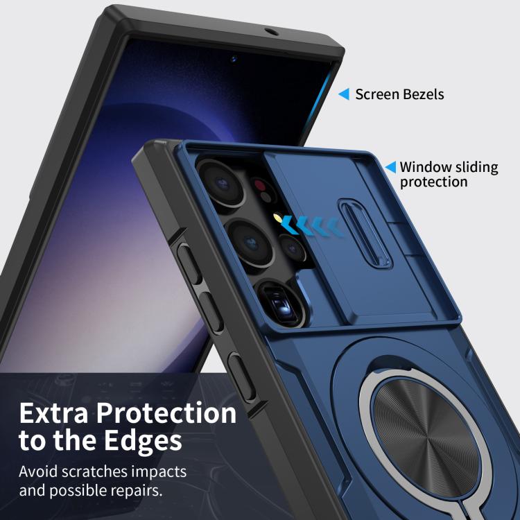 For Samsung Galaxy S23 Ultra 5G Camshield Rotation Holder MagSafe Phone Case