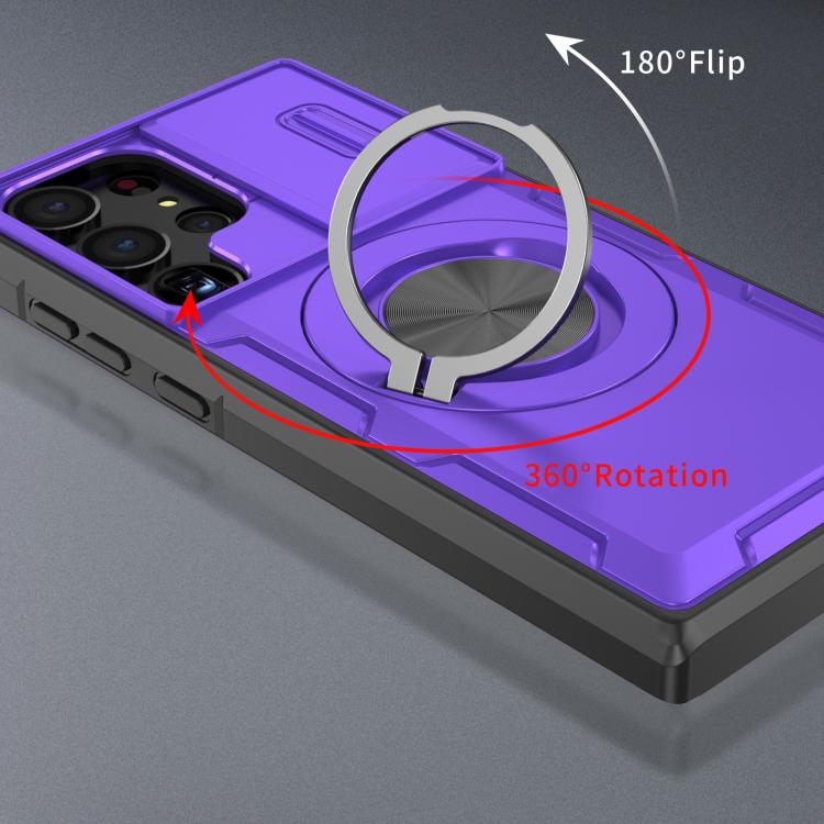 For Samsung Galaxy S23 Ultra 5G Camshield Rotation Holder MagSafe Phone Case