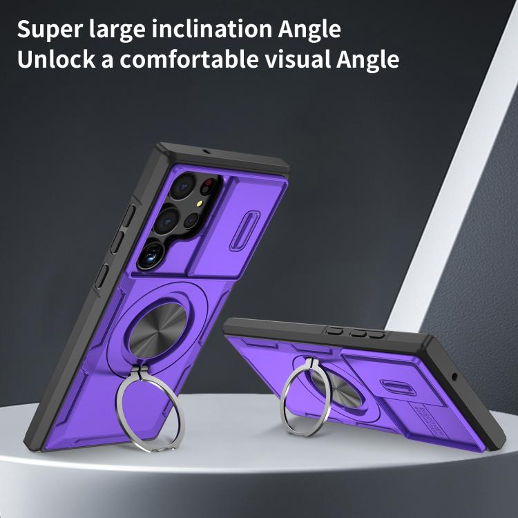 For Samsung Galaxy S23 Ultra 5G Camshield Rotation Holder MagSafe Phone Case
