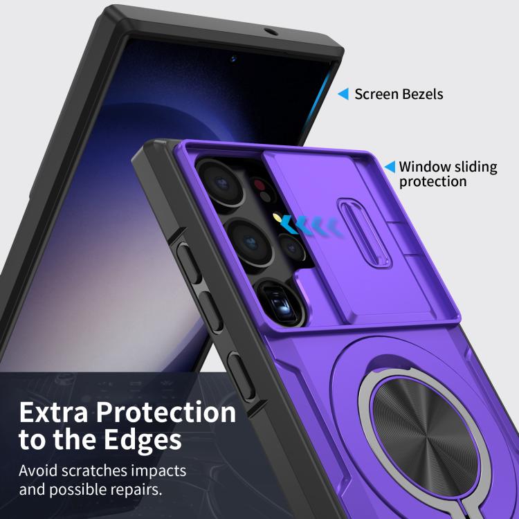 For Samsung Galaxy S23 Ultra 5G Camshield Rotation Holder MagSafe Phone Case