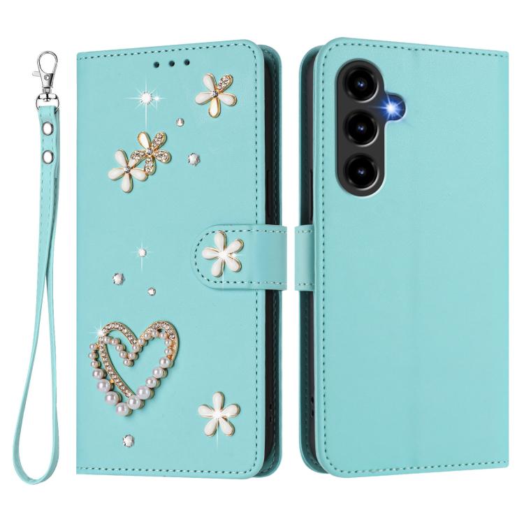 For ZTE Nubia V80 Max ZS01 Double-Layer Heart Floral Vegan Leather Phone Case with Wrist Strap