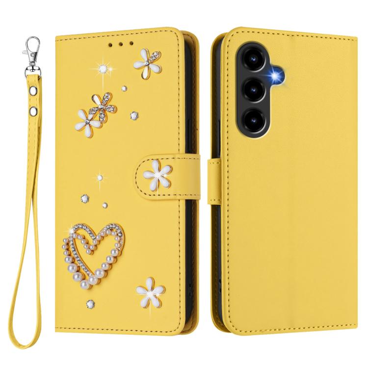 For ZTE Nubia V80 Max ZS01 Double-Layer Heart Floral Vegan Leather Phone Case with Wrist Strap