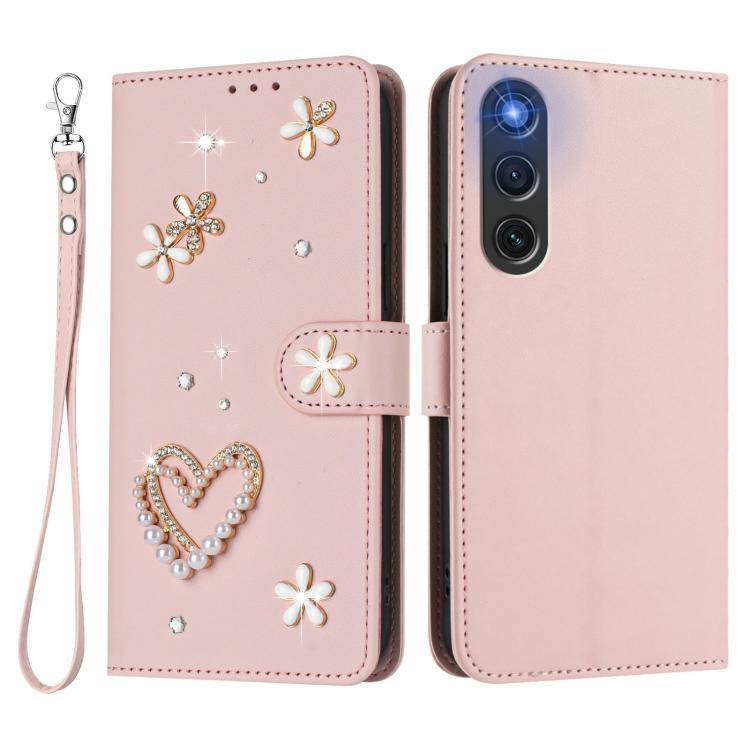 For ZTE Nubia RedMagic 10 Air ZS01 Double-Layer Heart Floral Vegan Leather Phone Case with Wrist Strap