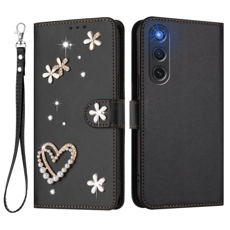 For ZTE Nubia RedMagic 10 Air ZS01 Double-Layer Heart Floral Vegan Leather Phone Case with Wrist Strap