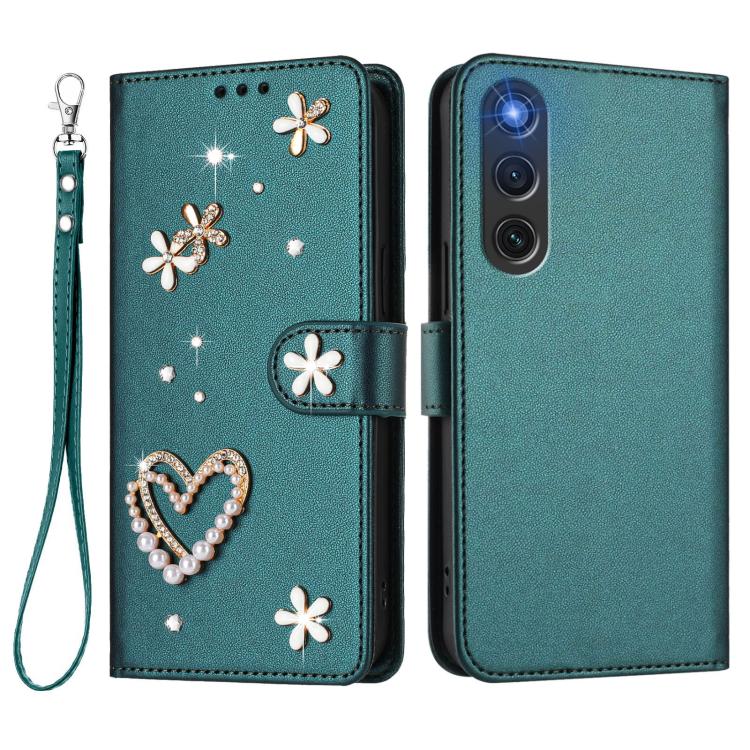 For ZTE Nubia RedMagic 10 Air ZS01 Double-Layer Heart Floral Vegan Leather Phone Case with Wrist Strap