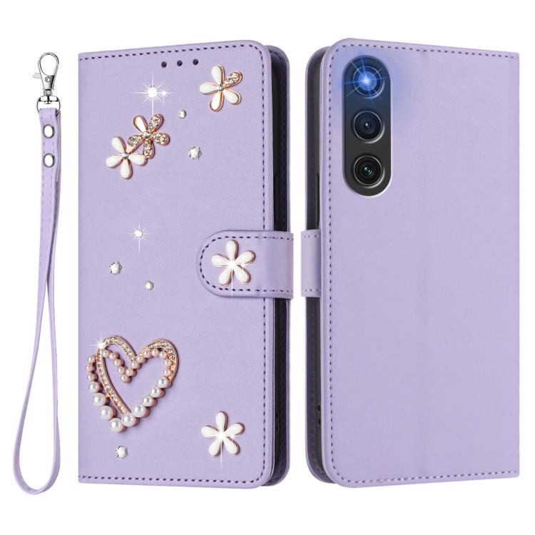For ZTE Nubia RedMagic 10 Air ZS01 Double-Layer Heart Floral Vegan Leather Phone Case with Wrist Strap