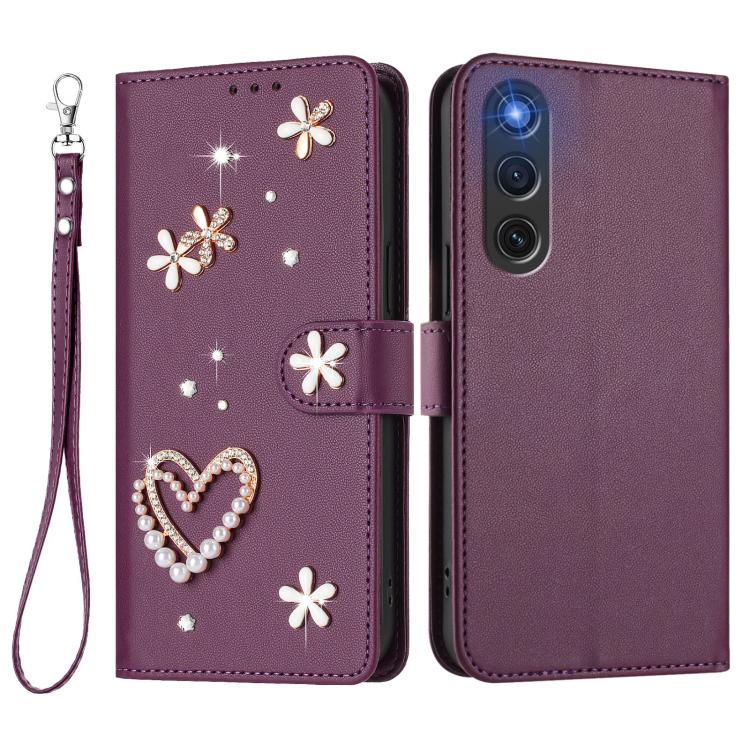 For ZTE Nubia RedMagic 10 Air ZS01 Double-Layer Heart Floral Vegan Leather Phone Case with Wrist Strap