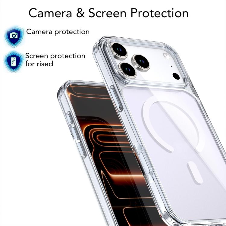 For iPhone 17 Pro Max Crystal Colorful Magnetic Phone Case - Transparent
