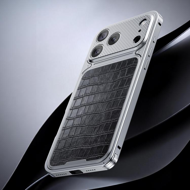 For iPhone 17 Pro Luxury Leather-Texture Magnetic Metal Phone Case with Spring Buckle