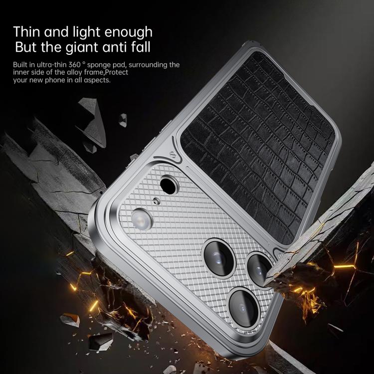 For iPhone 17 Pro Luxury Leather-Texture Magnetic Metal Phone Case with Spring Buckle