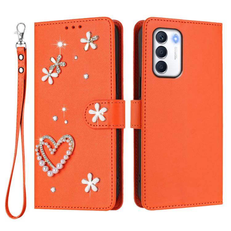 For Infinix Zero 5G 2023 ZS01 Double-Layer Heart Floral Vegan Leather Phone Case with Wrist Strap