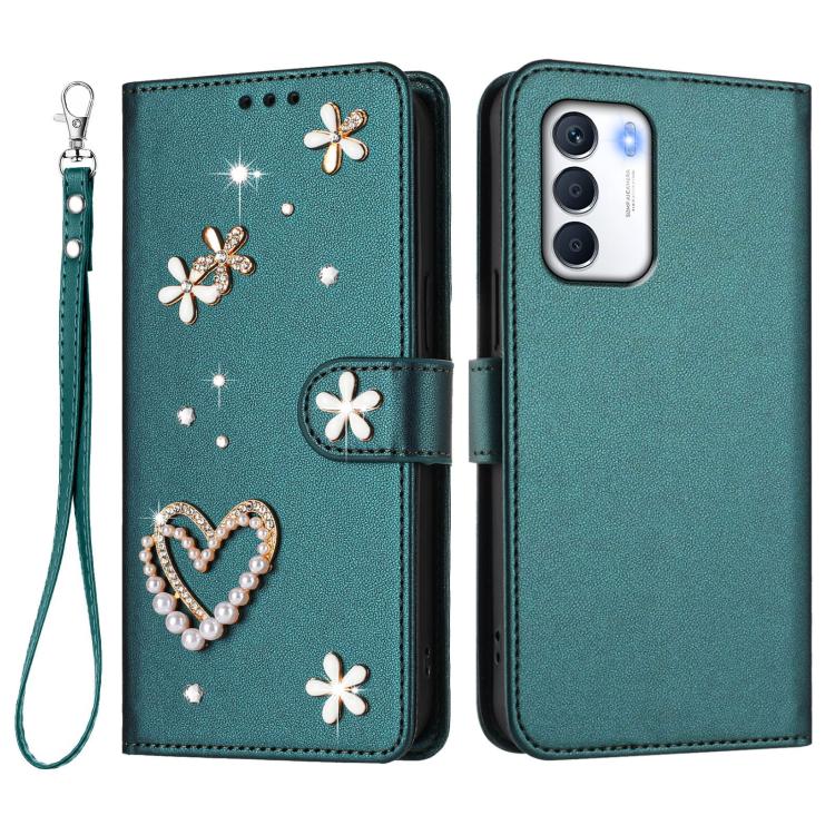 For Infinix Zero 5G 2023 ZS01 Double-Layer Heart Floral Vegan Leather Phone Case with Wrist Strap