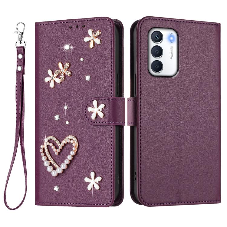 For Infinix Zero 5G 2023 ZS01 Double-Layer Heart Floral Vegan Leather Phone Case with Wrist Strap