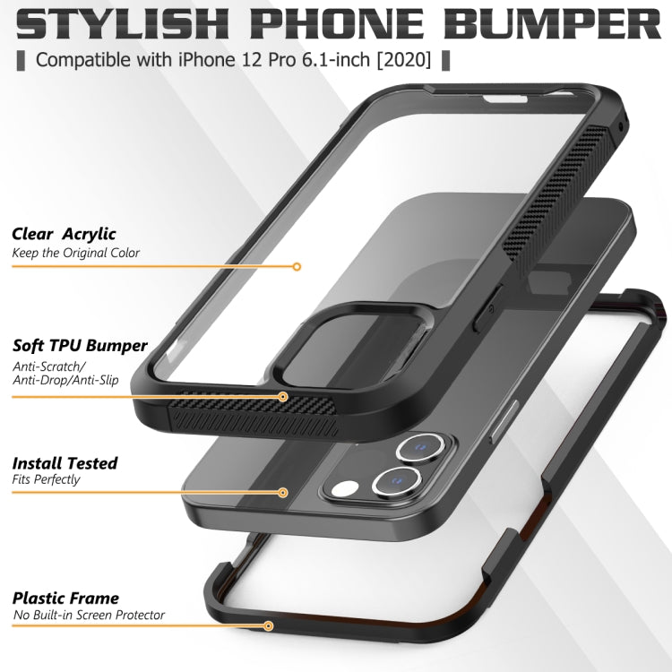 For iPhone 12 / 12 Pro PC+TPU Color Transparent Shockproof Phone Protective Case