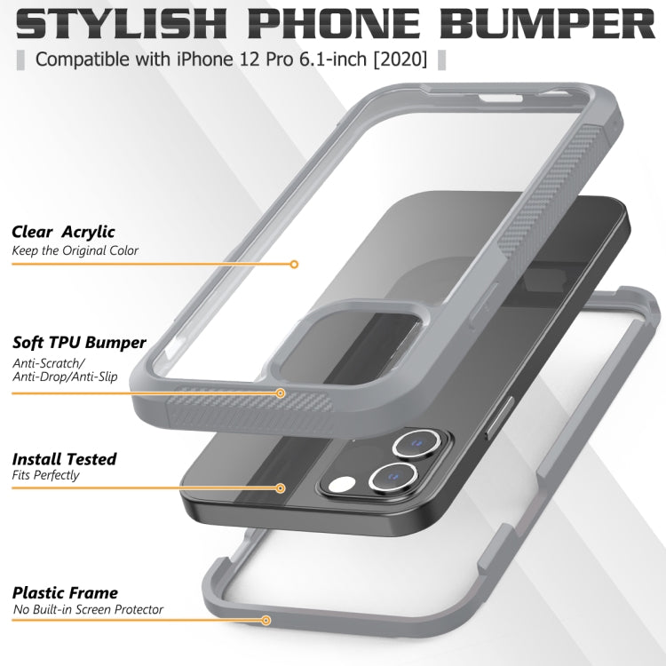 For iPhone 12 / 12 Pro PC+TPU Color Transparent Shockproof Phone Protective Case