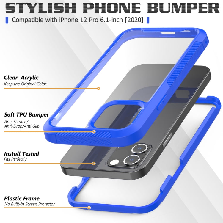 For iPhone 12 / 12 Pro PC+TPU Color Transparent Shockproof Phone Protective Case