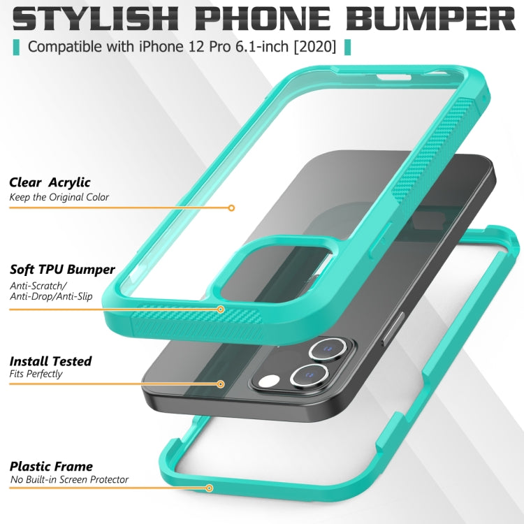 For iPhone 12 / 12 Pro PC+TPU Color Transparent Shockproof Phone Protective Case