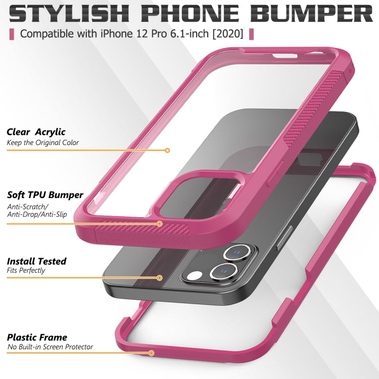 For iPhone 12 / 12 Pro PC+TPU Color Transparent Shockproof Phone Protective Case