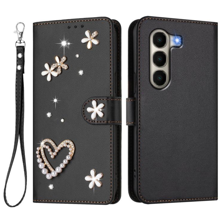 For itel A95 5G ZS01 Double-Layer Heart Floral Vegan Leather Phone Case with Wrist Strap