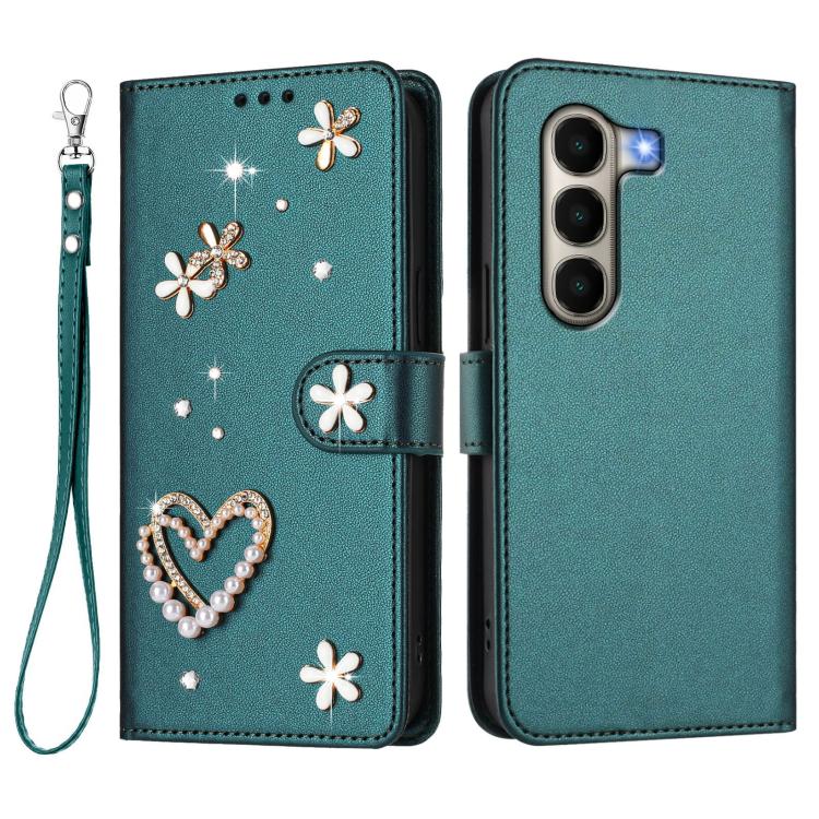 For itel A95 5G ZS01 Double-Layer Heart Floral Vegan Leather Phone Case with Wrist Strap