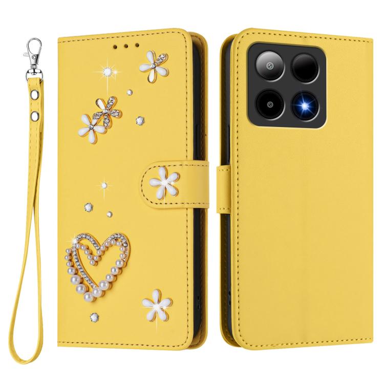 For Boost MobIle Summit 5G ZS01 Double-Layer Heart Floral Vegan Leather Phone Case with Wrist Strap