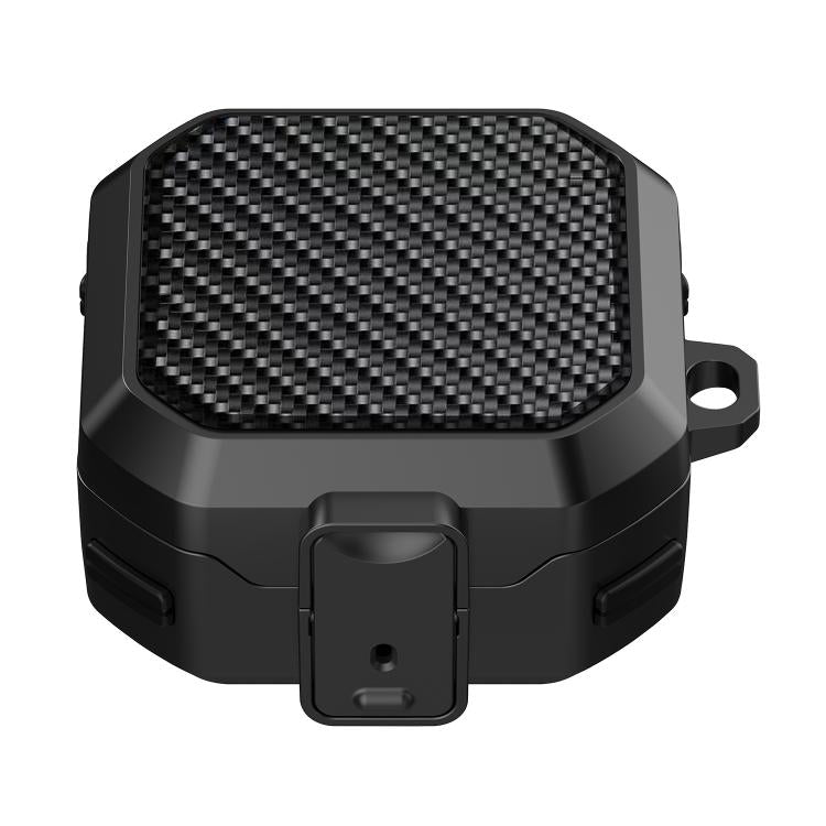 For Samsung Galaxy Buds4 / Buds4 Pro Carbon Fiber Texture Anti-fall Earphones Case with Switch