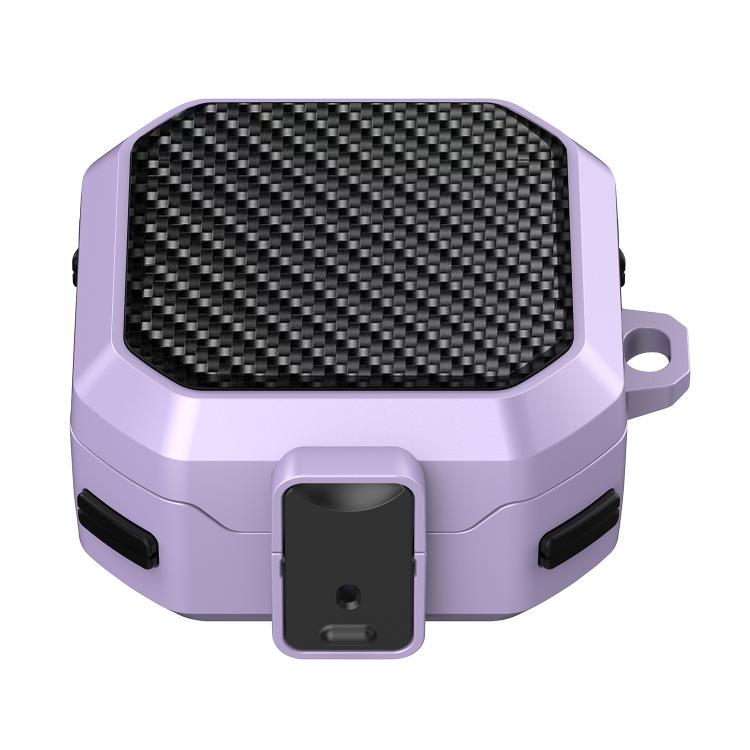 For Samsung Galaxy Buds4 / Buds4 Pro Carbon Fiber Texture Anti-fall Earphones Case with Switch