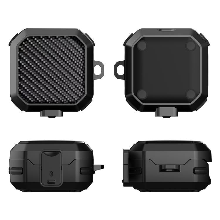For Samsung Galaxy Buds4 / Buds4 Pro Carbon Fiber Texture Anti-fall Earphones Case with Switch