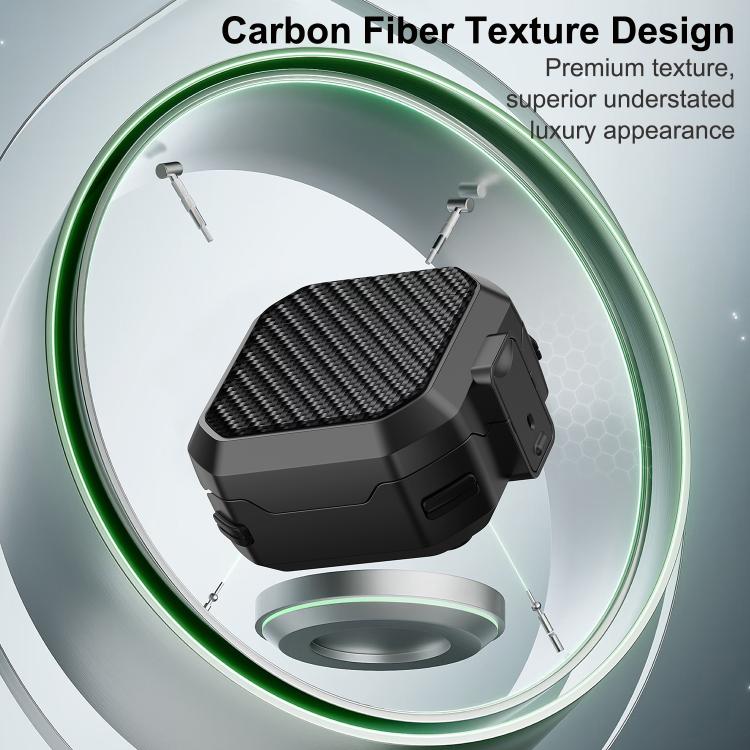For Samsung Galaxy Buds4 / Buds4 Pro Carbon Fiber Texture Anti-fall Earphones Case with Switch