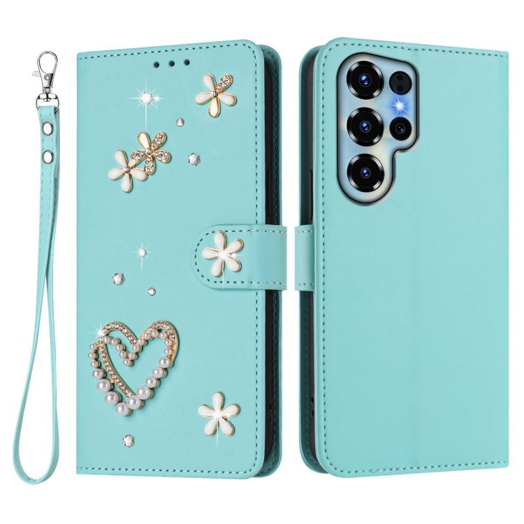 For Doogee Note 56X / 56X Pro ZS01 Double-Layer Heart Floral Vegan Leather Phone Case with Wrist Strap