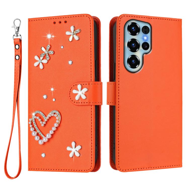 For Doogee Note 56X / 56X Pro ZS01 Double-Layer Heart Floral Vegan Leather Phone Case with Wrist Strap