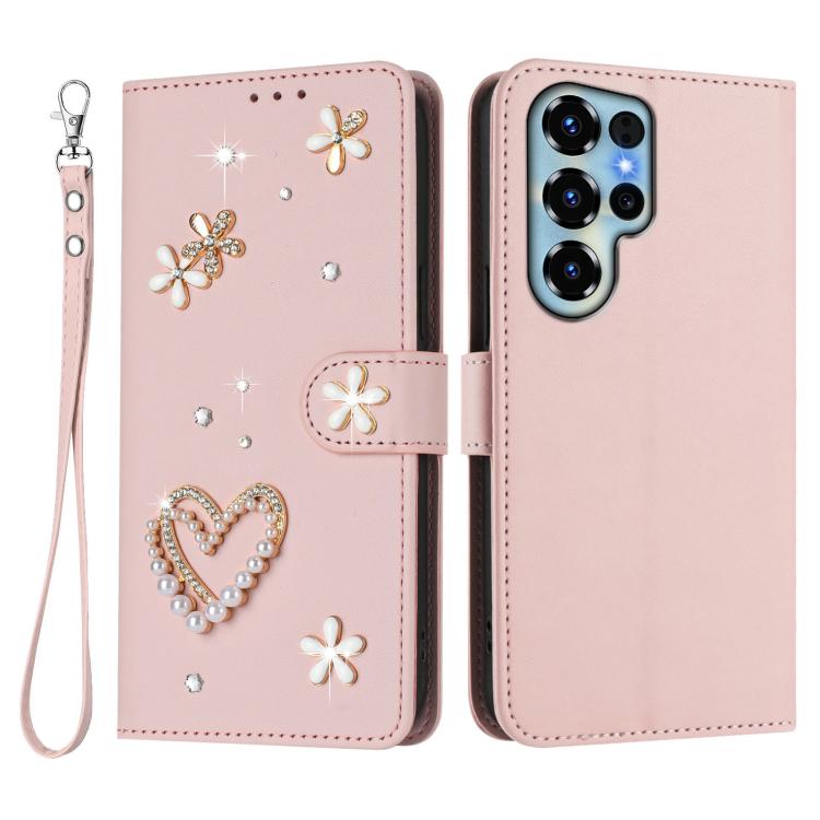 For Doogee Note 56X / 56X Pro ZS01 Double-Layer Heart Floral Vegan Leather Phone Case with Wrist Strap