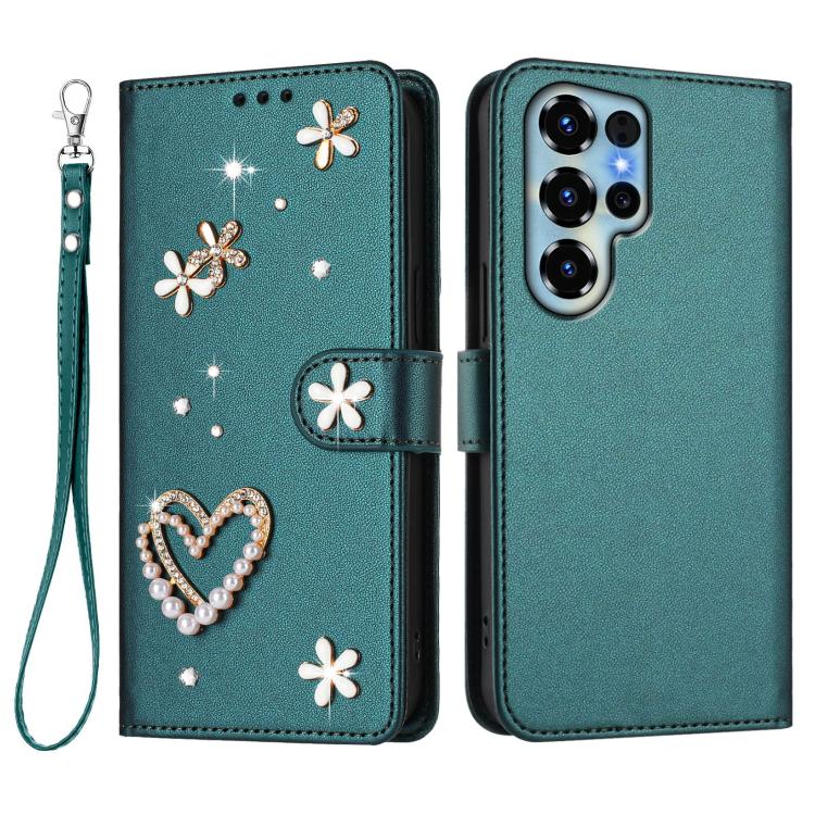 For Doogee Note 56X / 56X Pro ZS01 Double-Layer Heart Floral Vegan Leather Phone Case with Wrist Strap