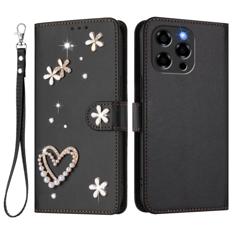 For Doogee Note 58 / 58 Pro ZS01 Double-Layer Heart Floral Vegan Leather Phone Case with Wrist Strap
