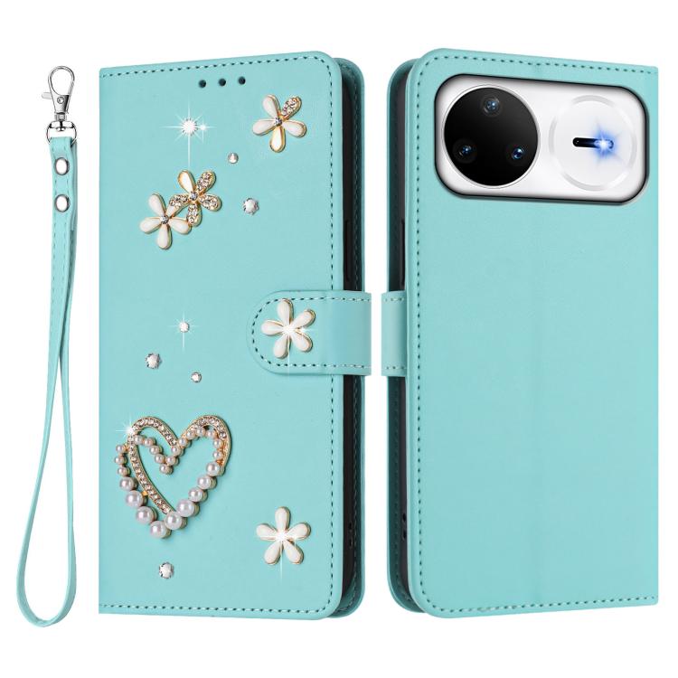 For Huawei nova 15 Pro / 15 Ultra ZS01 Double-Layer Heart Floral Vegan Leather Phone Case with Wrist Strap