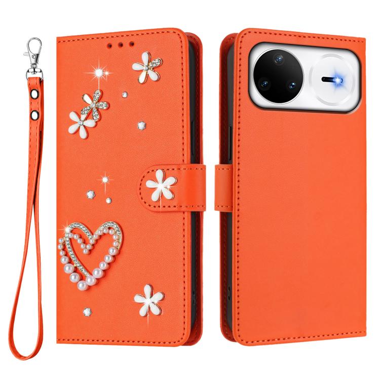 For Huawei nova 15 Pro / 15 Ultra ZS01 Double-Layer Heart Floral Vegan Leather Phone Case with Wrist Strap